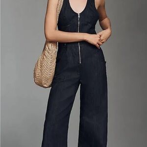 Anthropologie Black Jumpsuit with Front Zipper